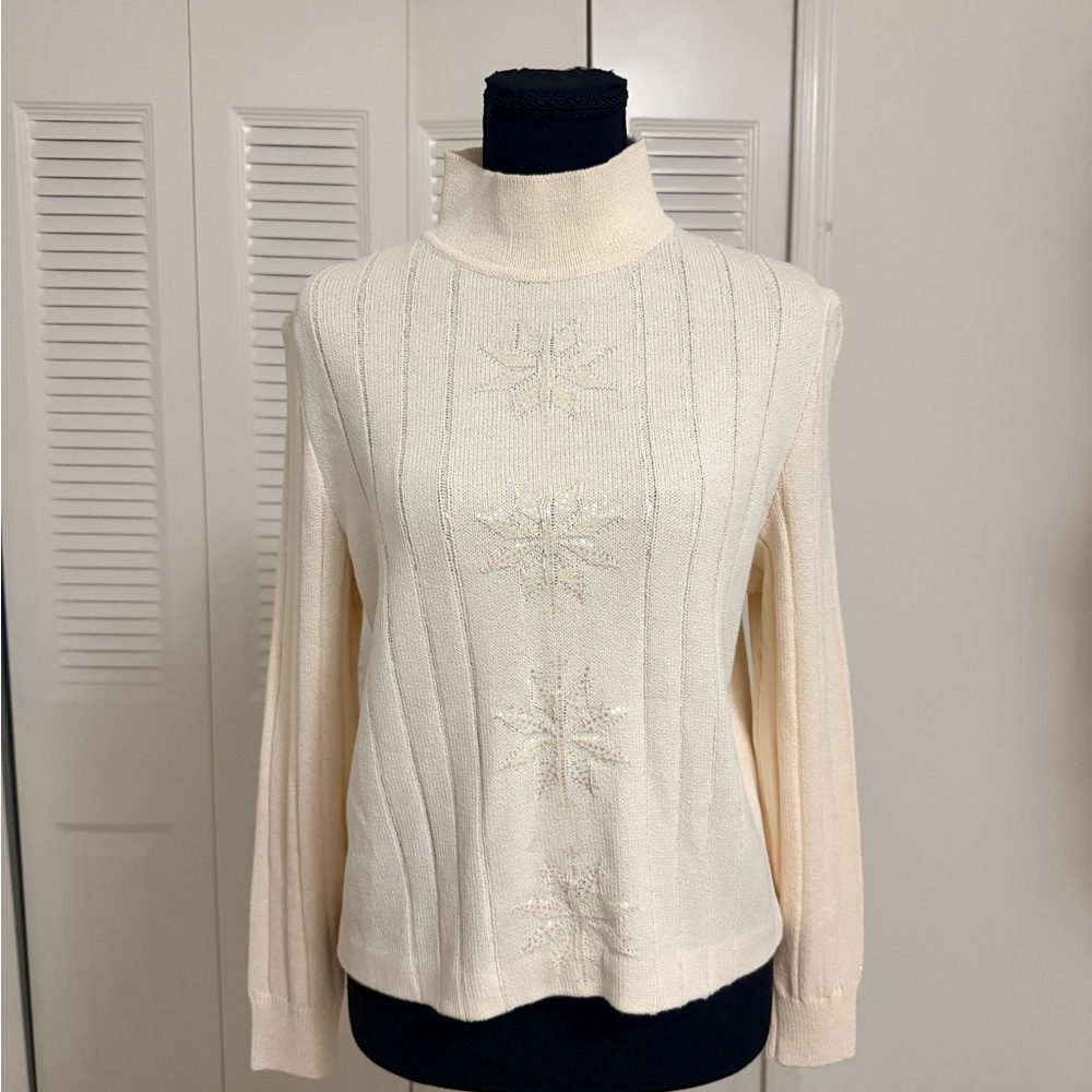 St. John Sport by Marie Gray Cream Turtleneck Sweater